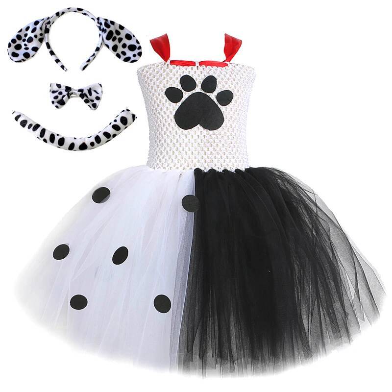 Baby Z Clothing - Dalmatiner-Hunde-Tutu-Kleid für Babymädchen Weiß-Schwarz Geflecktes Hundekostüm