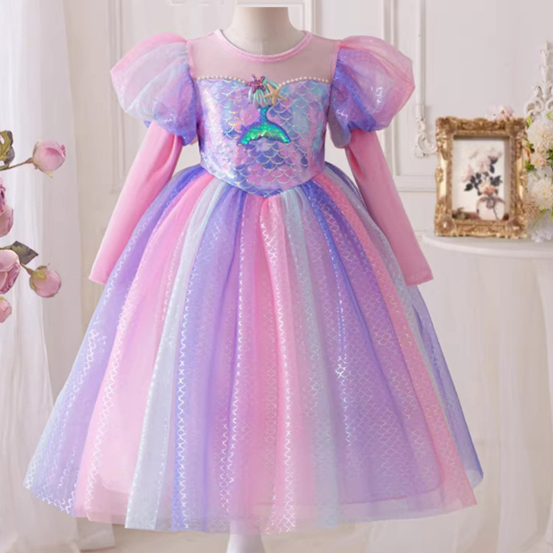 Baby Z Clothing - Rosa Meerjungfrauenkleid 2026 Neues Mädchenkleid mit