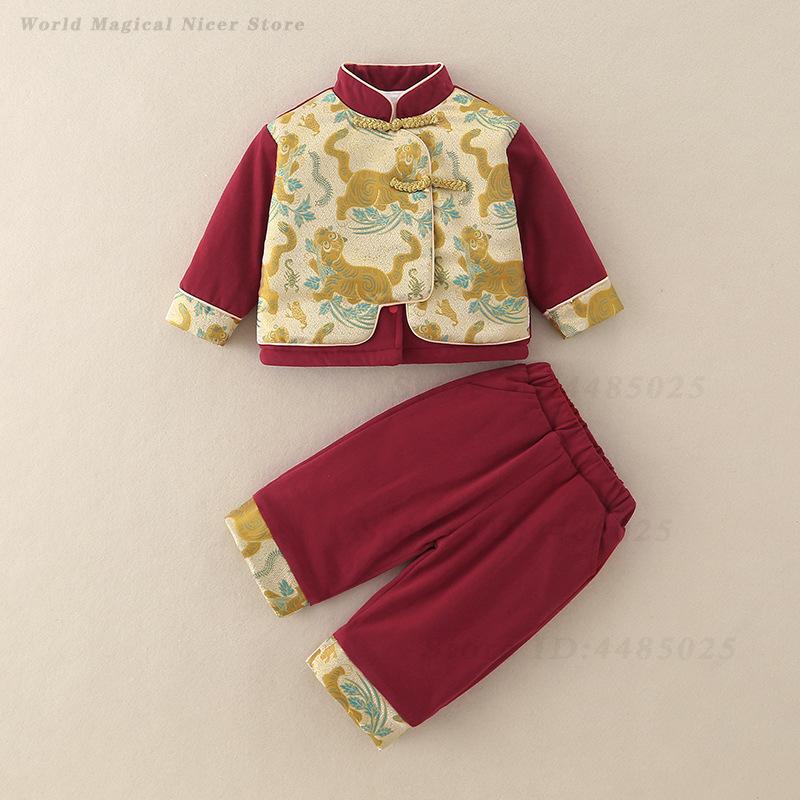 Baby Clothing Sets Boy - Herbst Winter Dicker Tang-Anzug Kinder Traditionelles