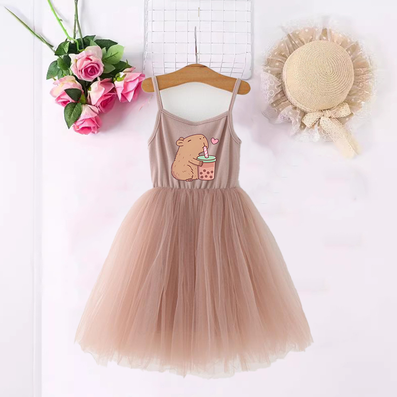 Baby Clothing For Summer - Capybara Mädchen Kleider Anime Gedruckt Nette