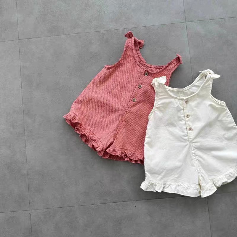 Baby Clothing For Summer - HY2831 Mädchen Sommer-Strampler mit Latzhose und